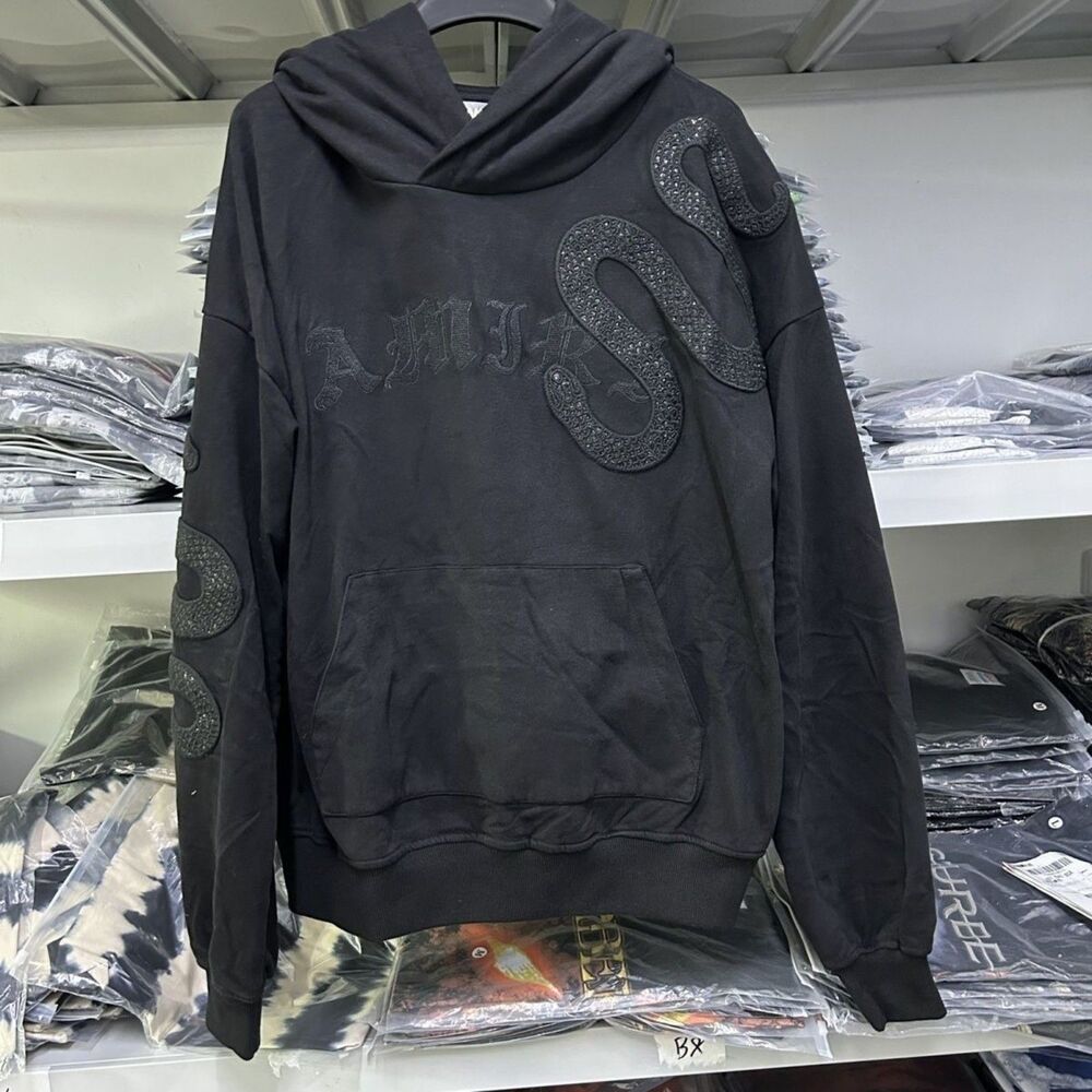 AMIRI Glitter Snake Hoodie Couple Embroidered Hooded Sweatshirts